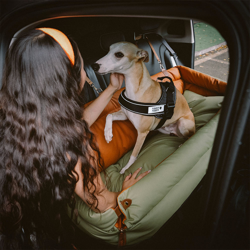Bedera de asiento de asiento para perros de cuero para perros de gran faux de lujo - Voyager urbano