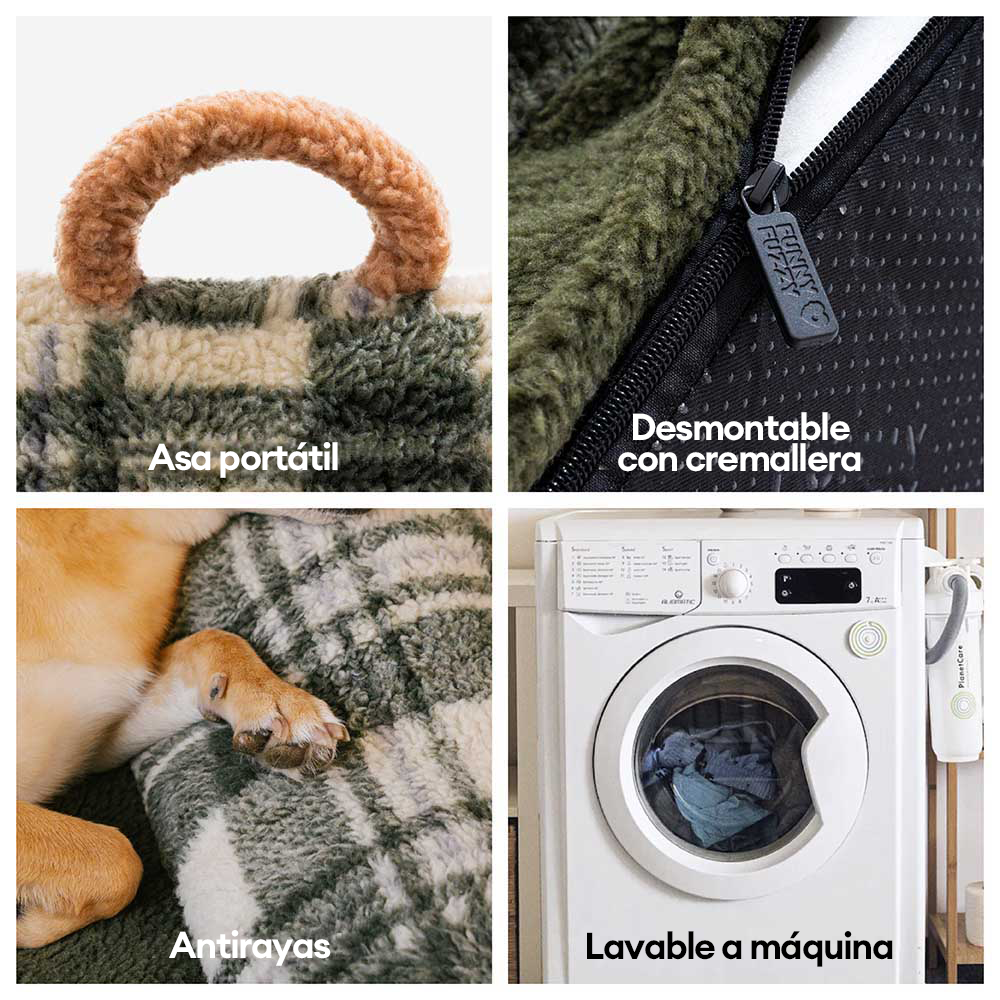 Sofá cama vintage a cuadros lavable y relajante para perros y gatos