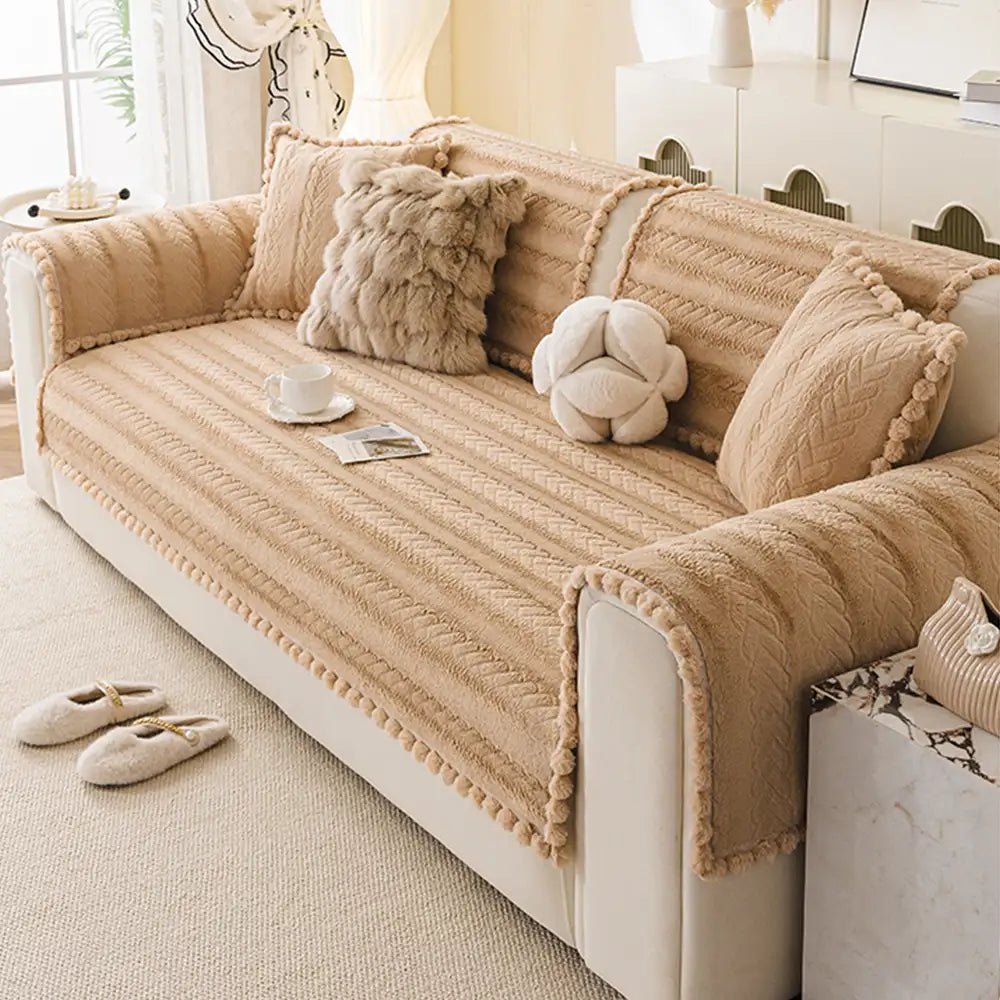 Chenille Art Corrugated Breatable No-Slip Couch Cover Coach