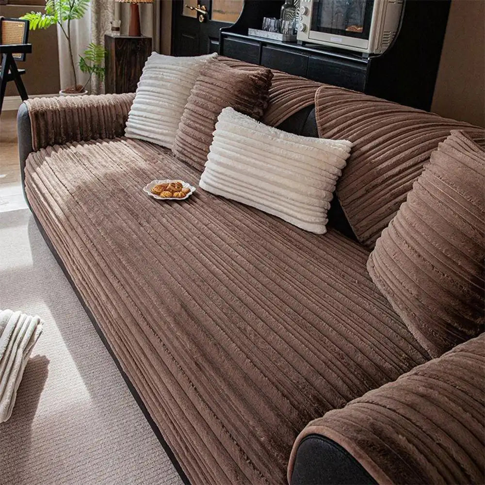 Chenille Art Corrugated Breatable No-Slip Couch Cover Coach