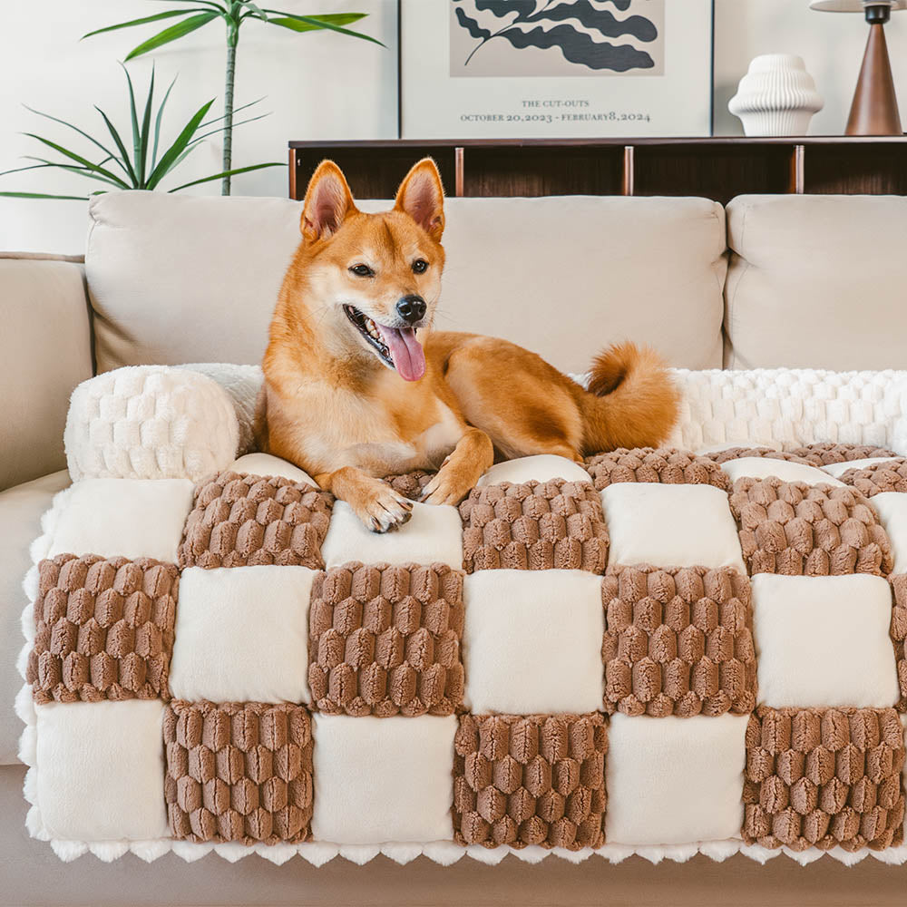 Matín de perro de sofá sofá acogedor a cuadros - Snugpad