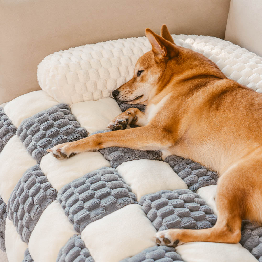 Matín de perro de sofá sofá acogedor a cuadros - Snugpad