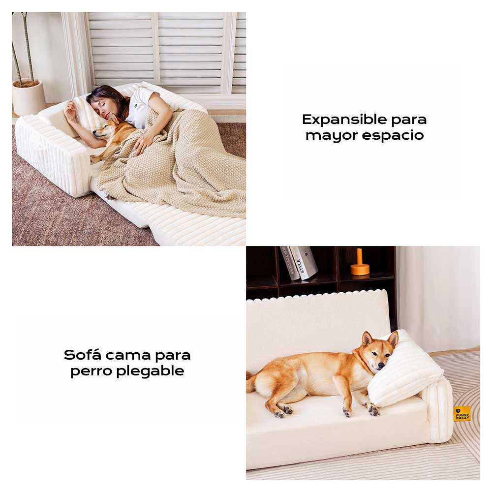 Cama ortopédica para humanos y perros con relleno cremoso y esponjoso: comodidad expandible