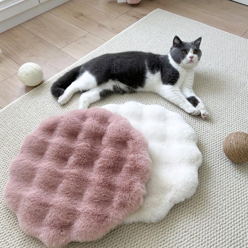 Colchoneta redonda para dormir para mascotas, suave y cálida
