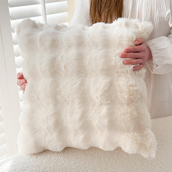 Almohada de sofá de felpa reversible suave
