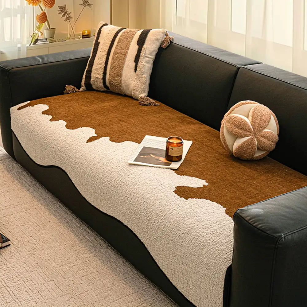 Herringbone chenille elegante decoración de sofá transpirable cubierta de sofá sin deslizamiento