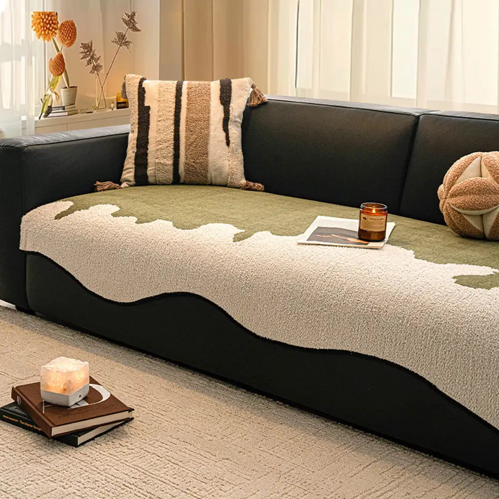 Herringbone chenille elegante decoración de sofá transpirable cubierta de sofá sin deslizamiento