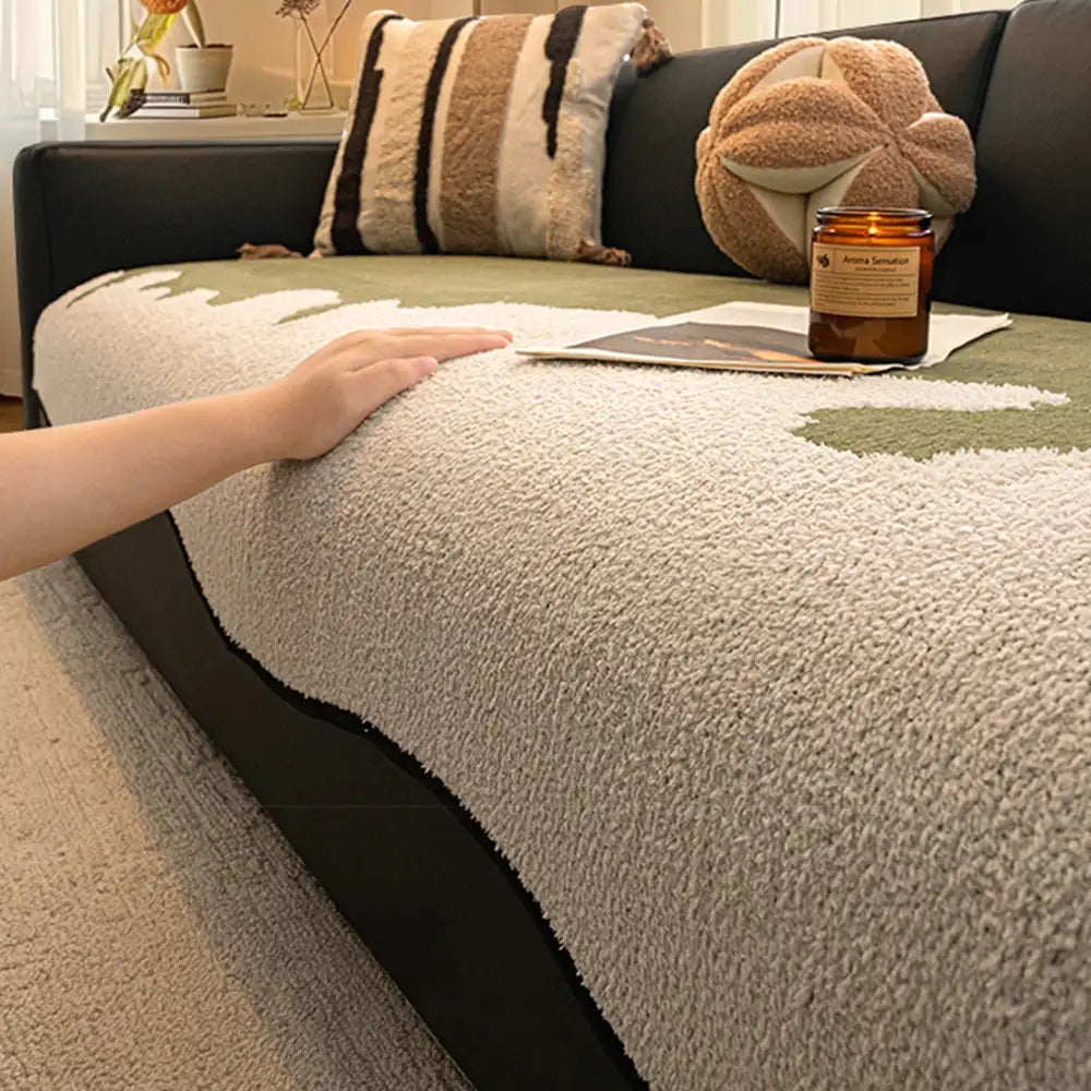 Herringbone chenille elegante decoración de sofá transpirable cubierta de sofá sin deslizamiento