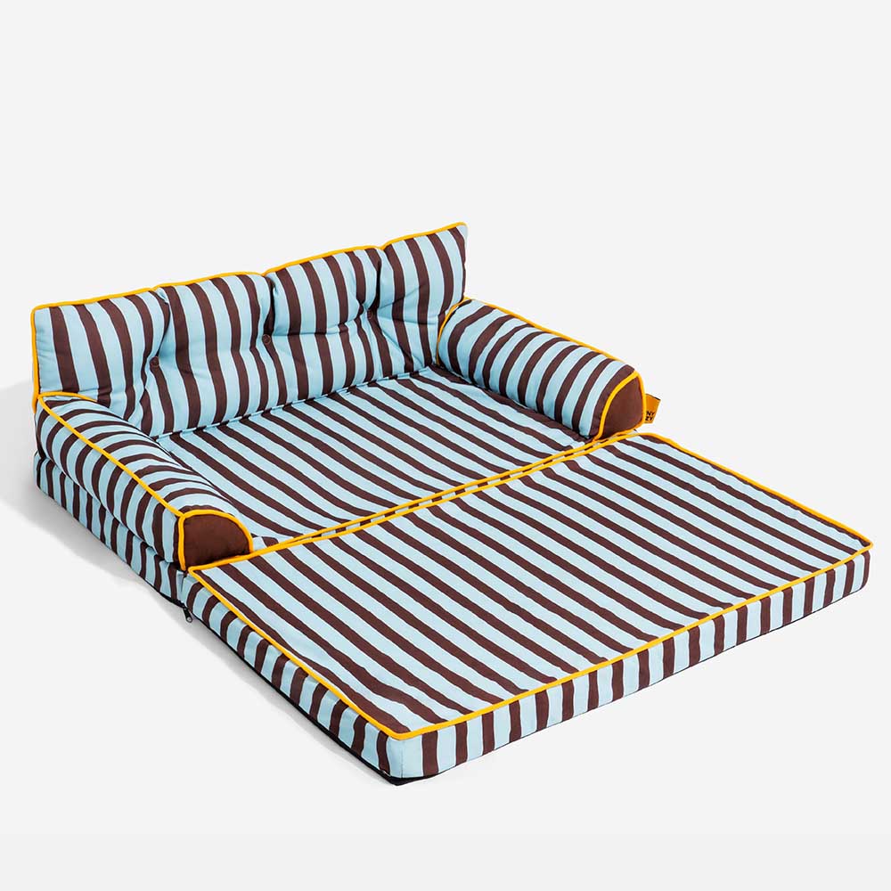 Cama de sofá de perros plegable de perros plegable impermeable de rayas - siesta soleada
