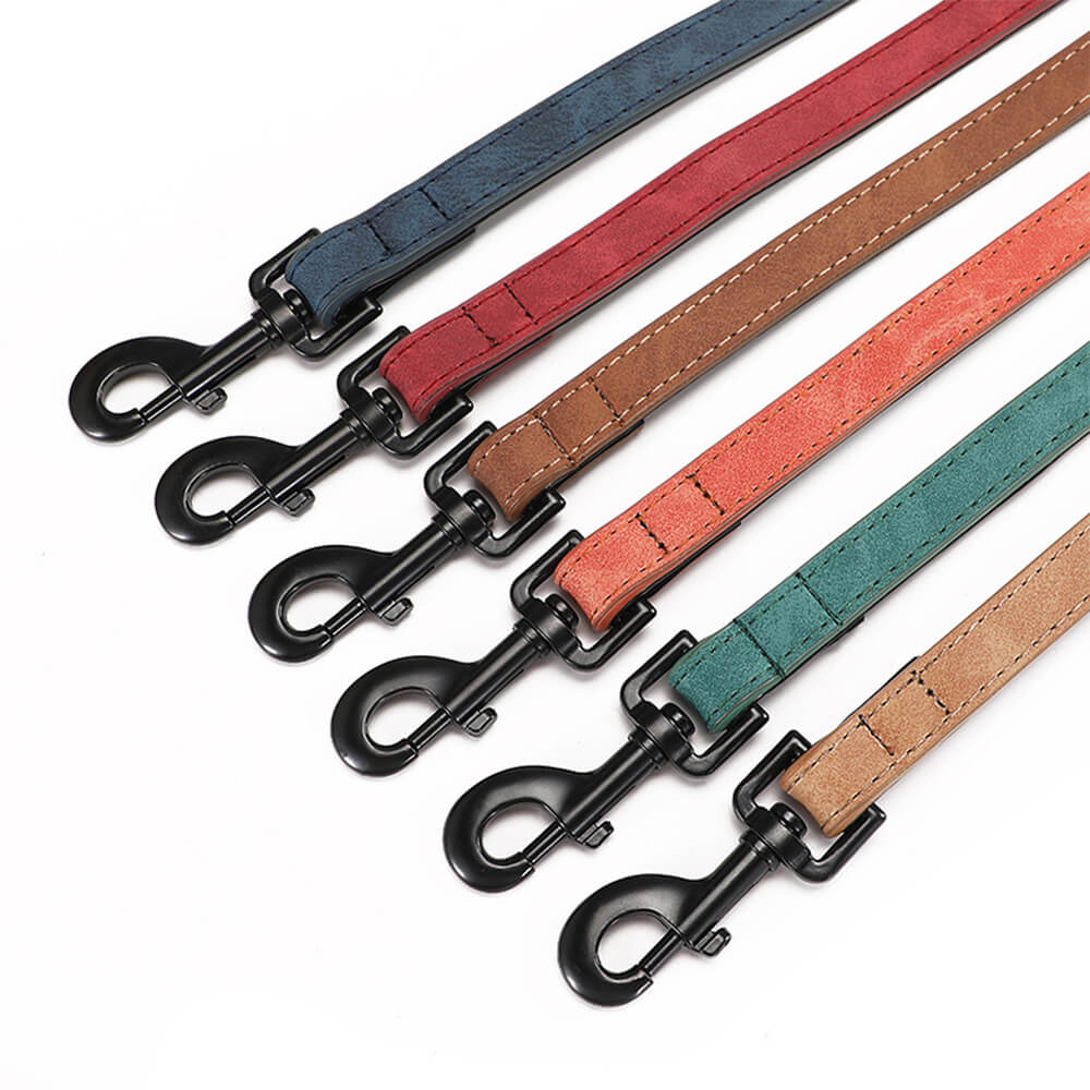 Hundehalsband-Leine-Set aus weichem Vintage-Kunstleder mit Nackenschutz