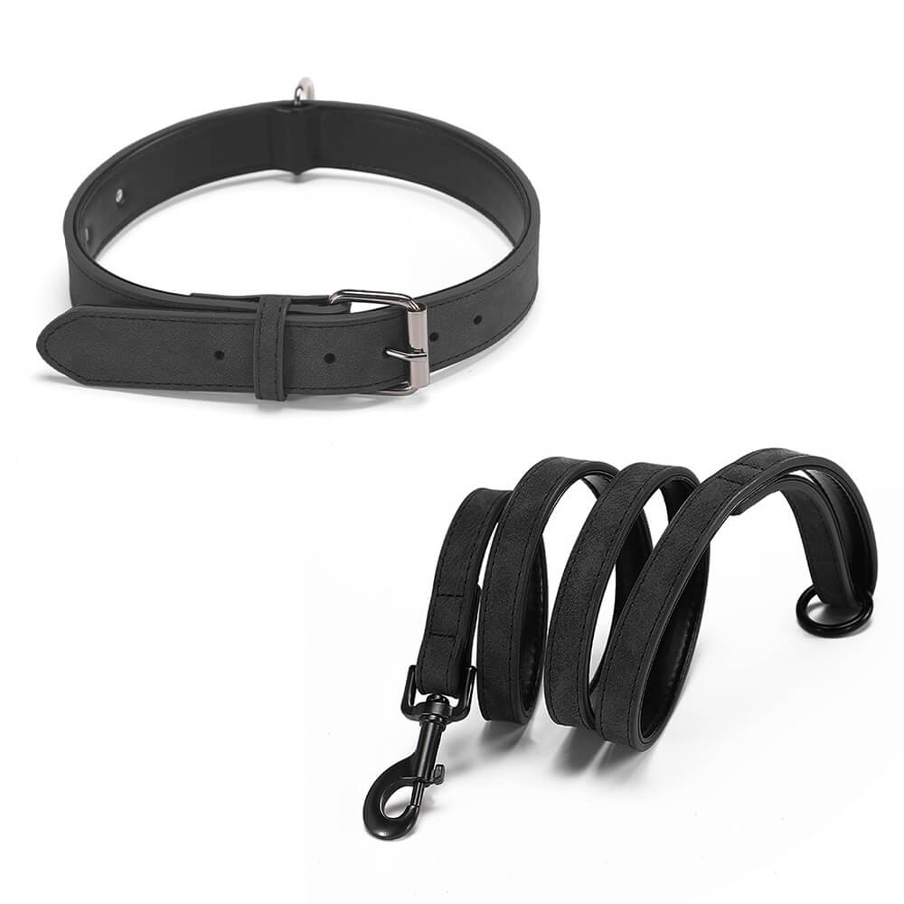 Ensemble de laisse de collier de chien de protection de cou souple en simili cuir vintage