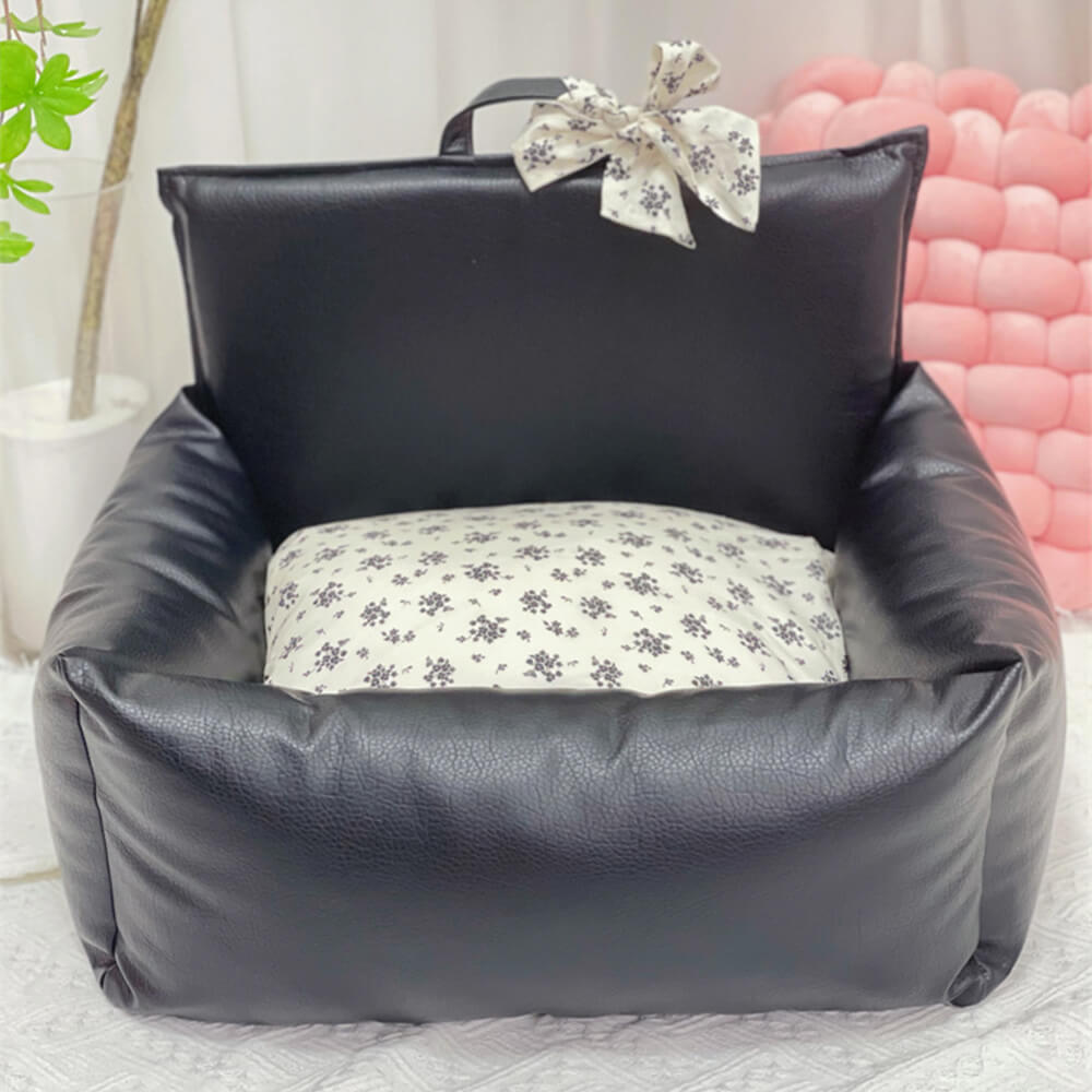 Wasserdichtes, kratzfestes Hundebett aus Kunstleder im Vintage-Stil mit Blumenmuster