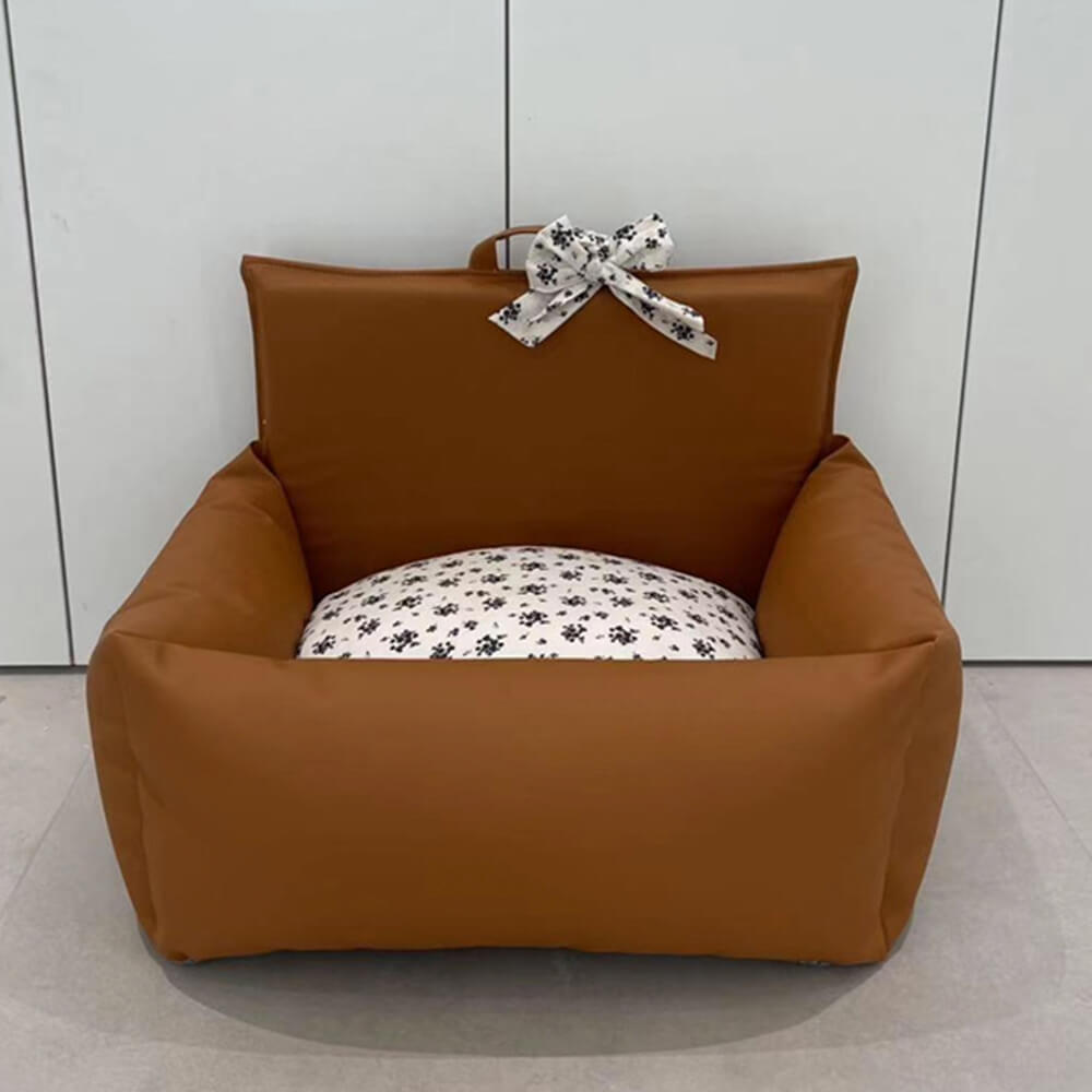 Wasserdichtes, kratzfestes Hundebett aus Kunstleder im Vintage-Stil mit Blumenmuster