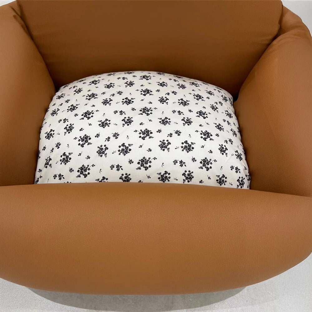 Wasserdichtes, kratzfestes Hundebett aus Kunstleder im Vintage-Stil mit Blumenmuster