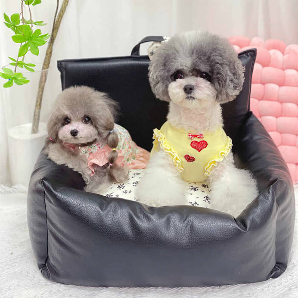 Wasserdichtes, kratzfestes Hundebett aus Kunstleder im Vintage-Stil mit Blumenmuster