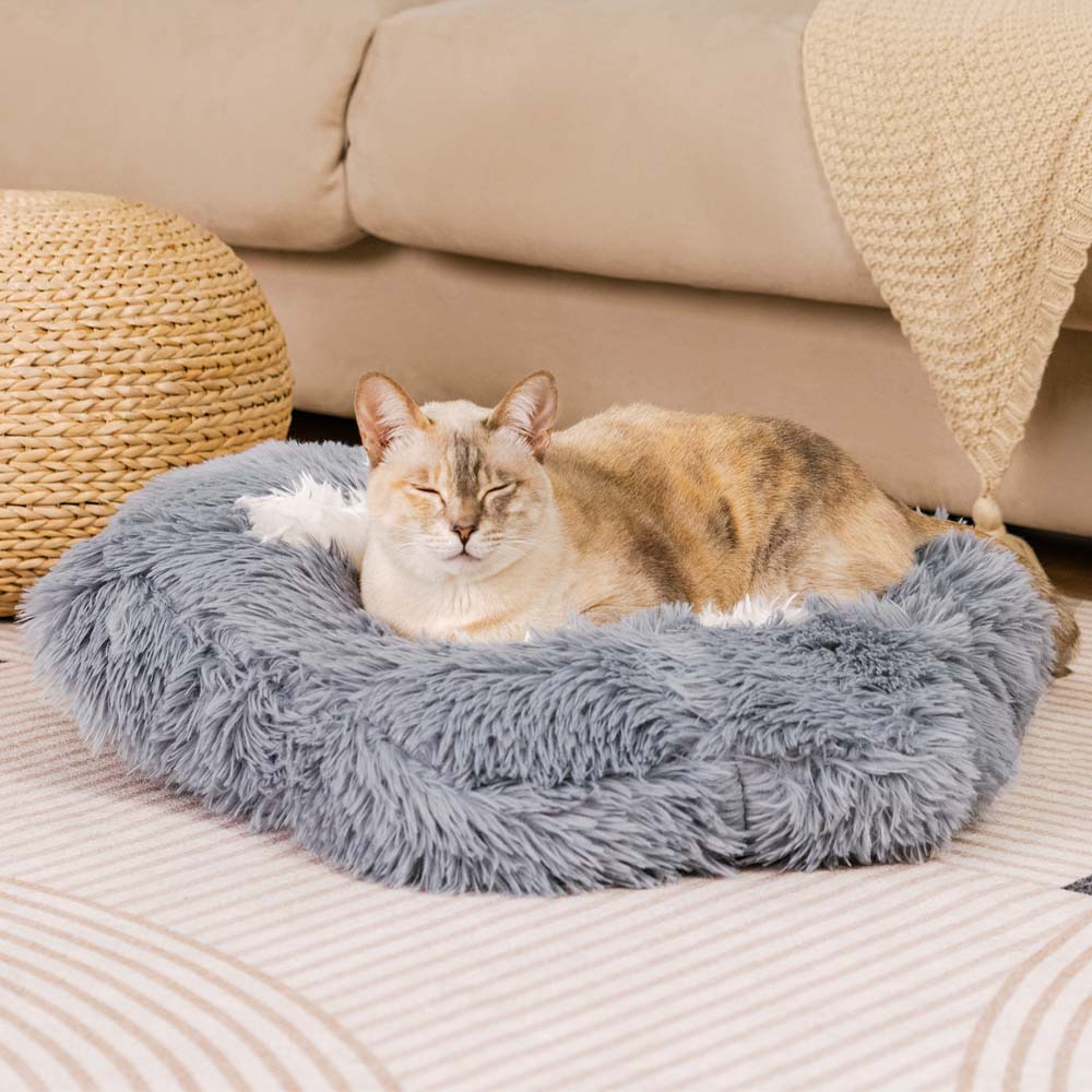 Punto de patada de cama de gato sin deslizamiento y esponjoso lavable