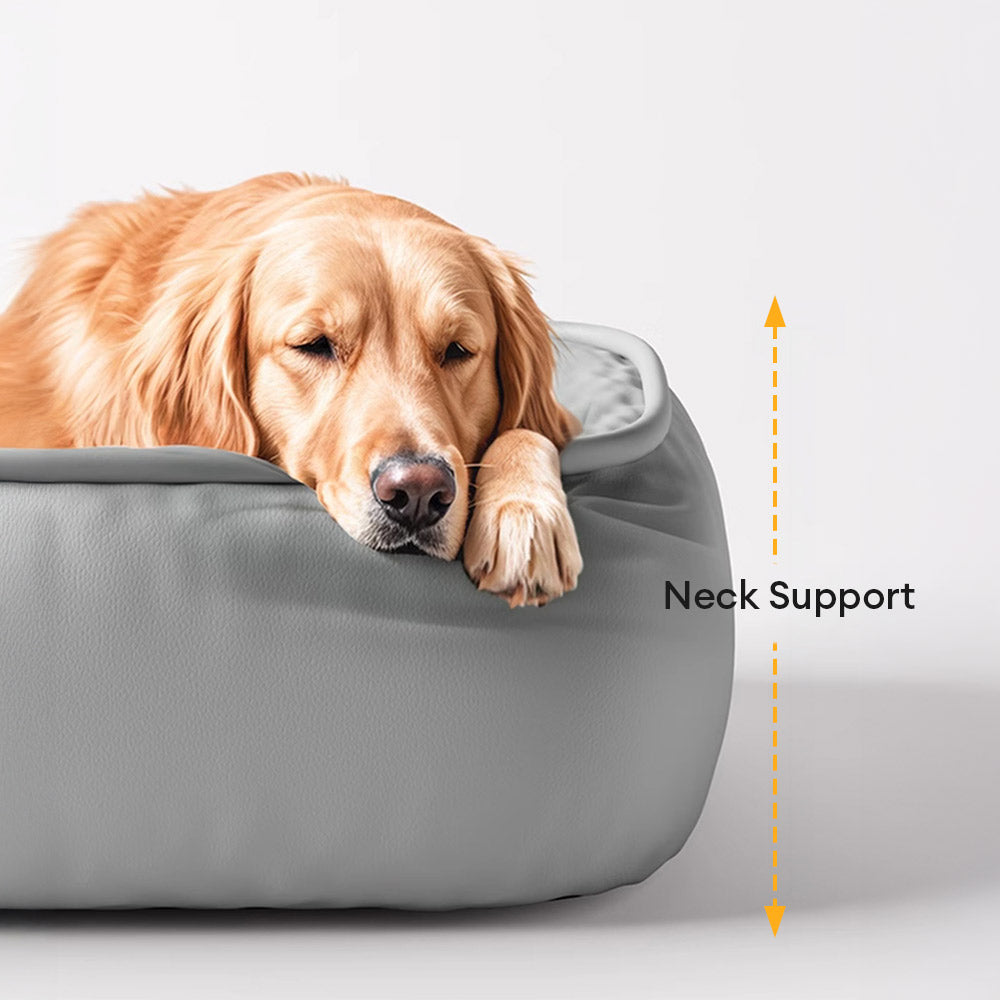 Cama para perros impermeable, de cuero PU antideslizante, resistente a rasguños y de soporte completo