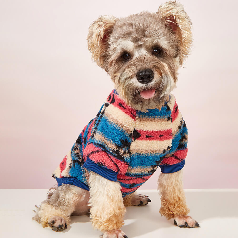 <tc>Color</tc>Suéter de rayas para perro: ropa de invierno acogedora y moderna