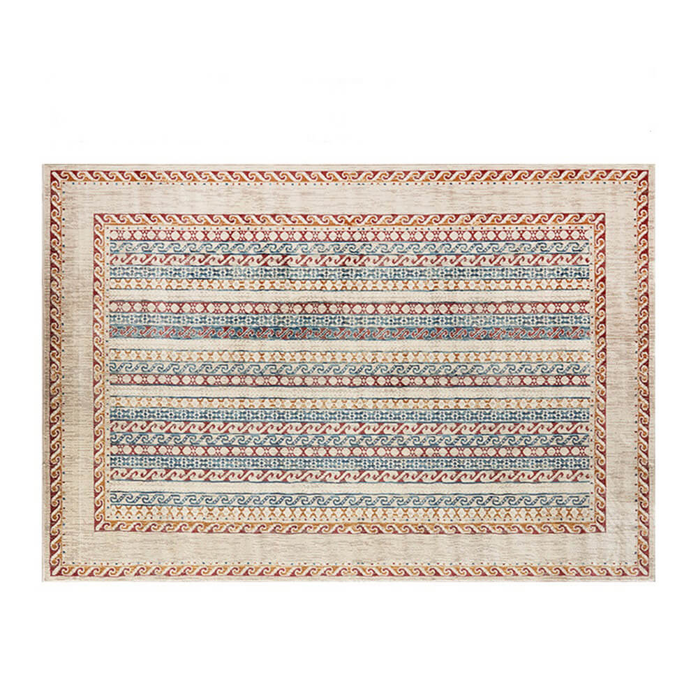Alfombra vintage apta para mascotas en tonos azul y crema: elegancia atemporal para su hogar