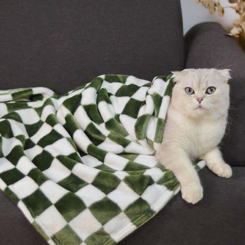 Manta de franela a cuadros con elegante manta de perro y gato