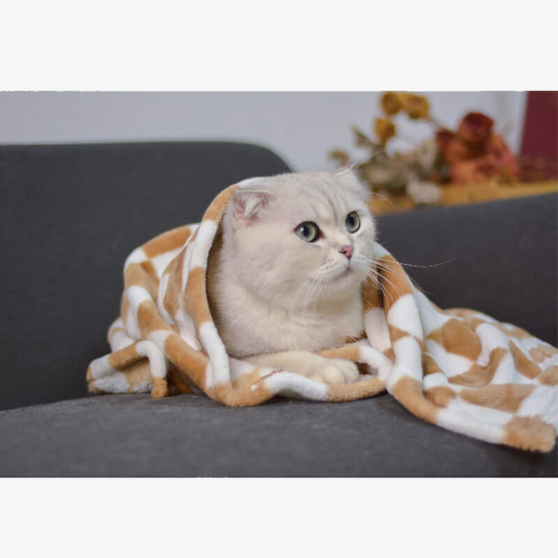 Manta de franela a cuadros con elegante manta de perro y gato