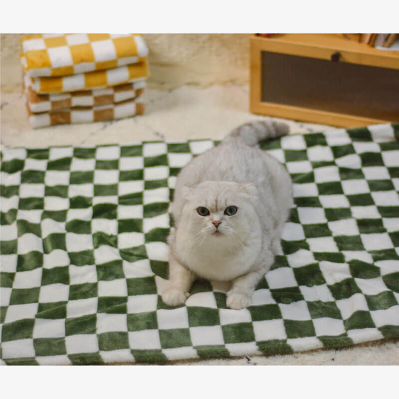 Manta de franela a cuadros con elegante manta de perro y gato
