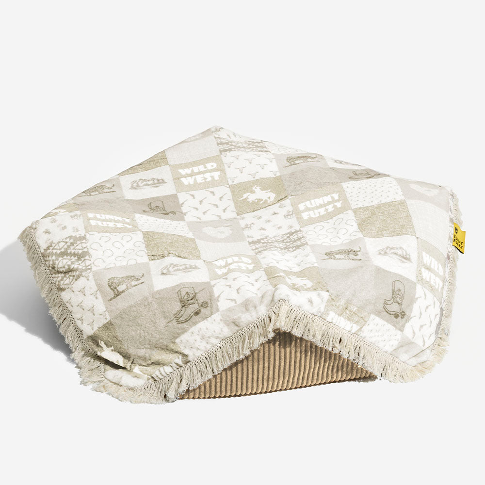 Waschbares, kratzfestes, beruhigendes rundes Hundebett im Boho-Stil mit Quasten – Hunter Night