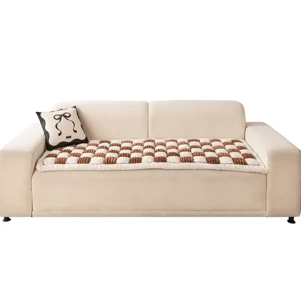 Cubierta de sofá de cama con colmena para mascotas de color cuadrado de color cuadrado de color crema de color crema