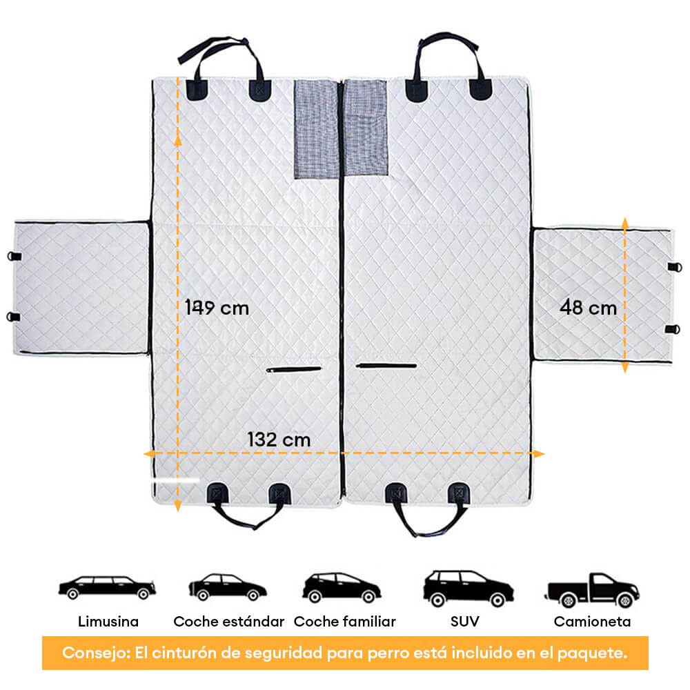 Funda de asiento para perro de coche impermeable y multiusos – Protector de asiento trasero convertible para mascotas