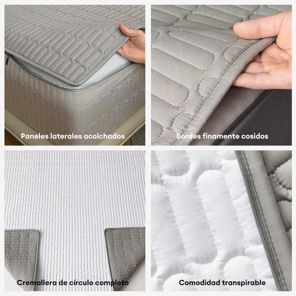 Protector de colchón impermeable con cremallera de completo cierre, suave y antibacterial