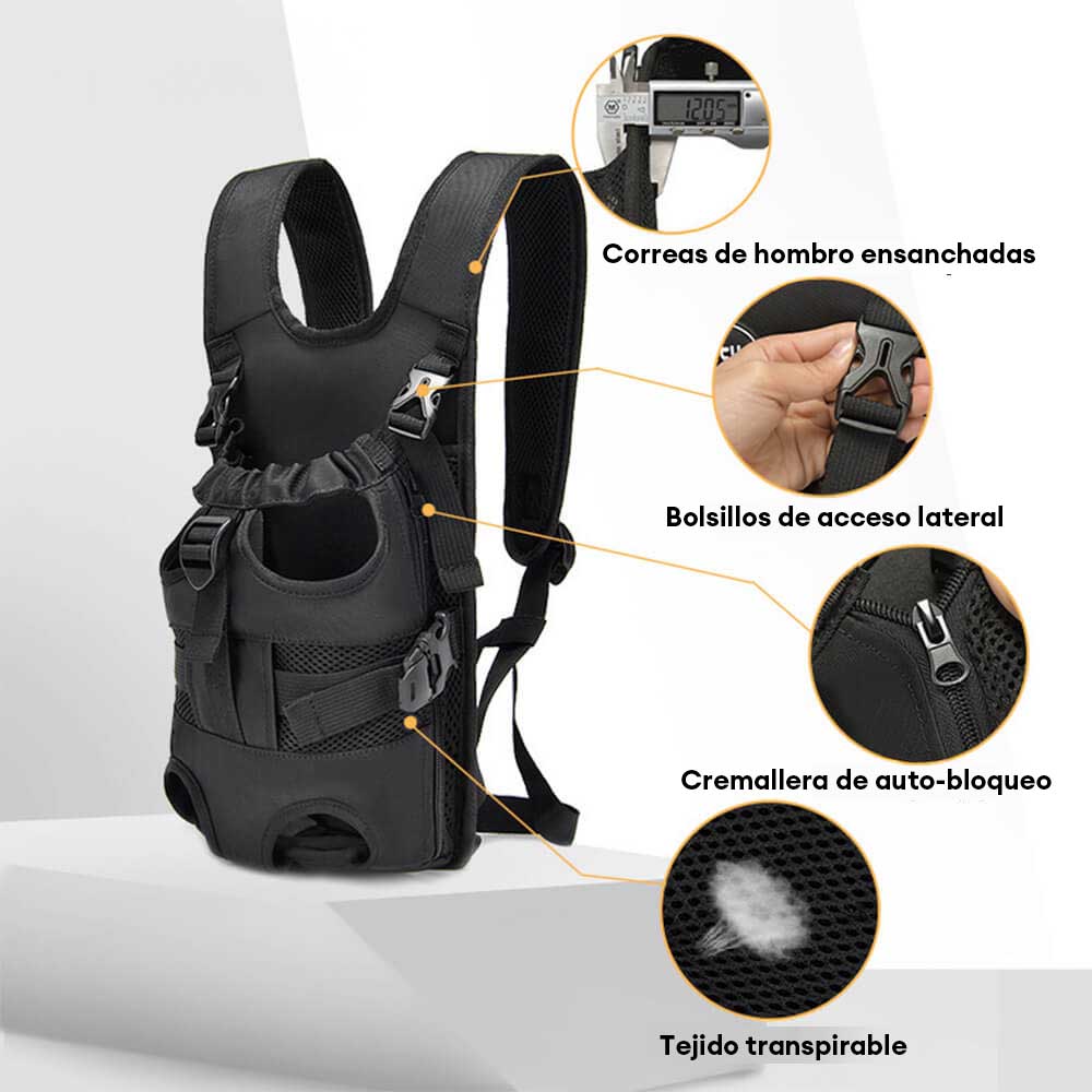 Mochila para perros portátil, ajustable y transpirable con asa frontal