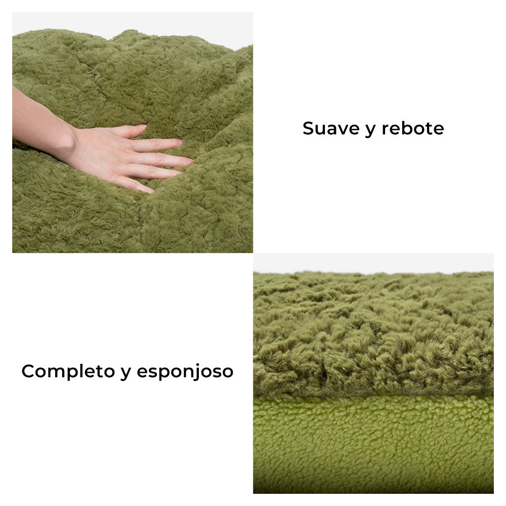 Cama para perros multifunción Comfort Fluffy Fleece Moss 2 en 1