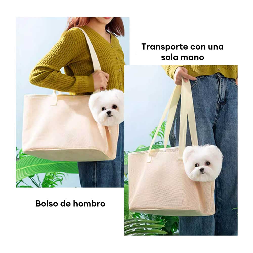 Bolsa transportadora de malla ligera para perros y gatos pequeños