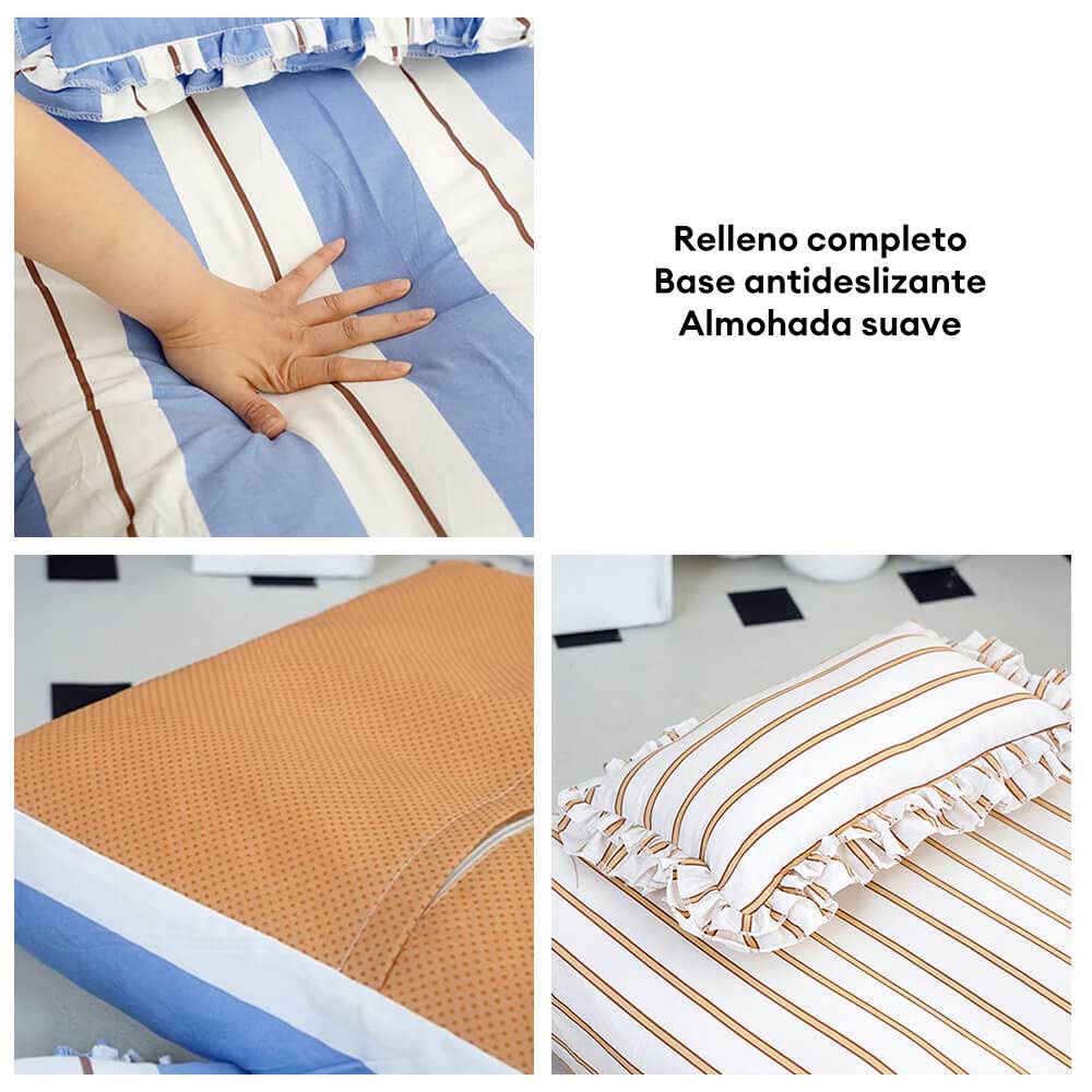 Cama para perros de algodón a rayas, gruesa, acolchada y suave