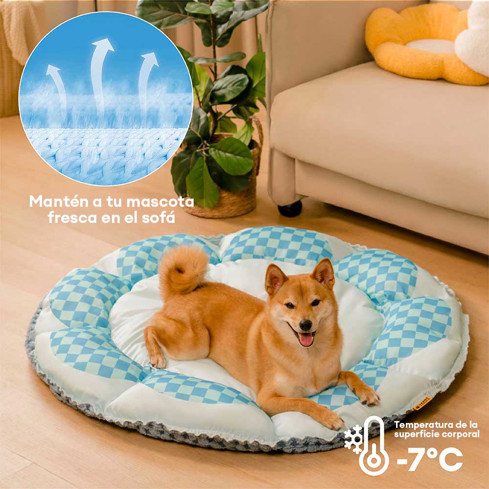 Cama para perros redonda con colchón de refrigeración reversible de doble cara