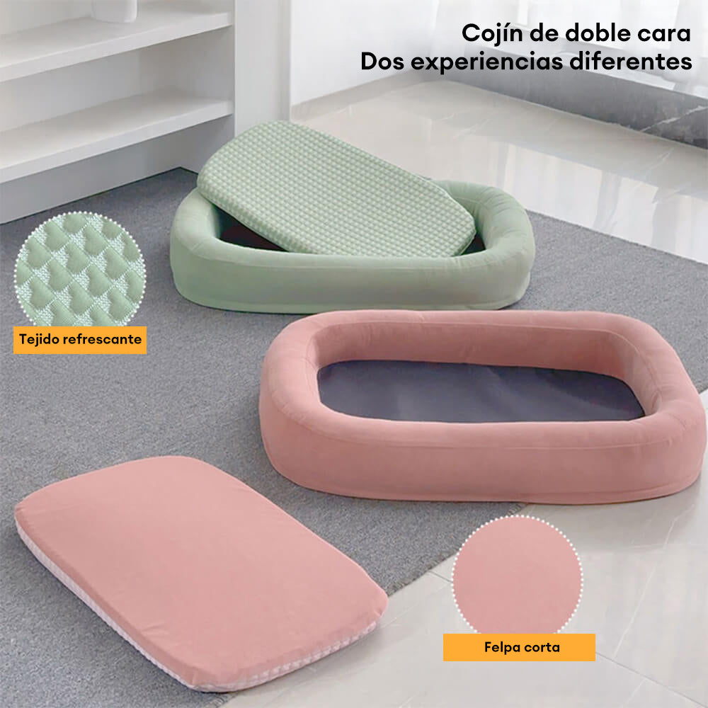 Cama para perros ovalada de temporada toda, reversible, lavable y de enfriamiento suave