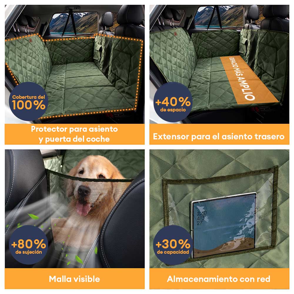 Extensión de asiento trasero para perros móvil para dormitorio extra grande y de cobertura total - Ideal para viajar y acampar