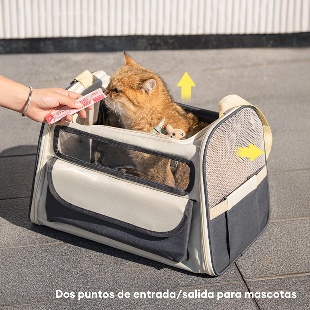 Bolso bandolera multi-bolsillos con diseño en bloques de color para transportar gatos