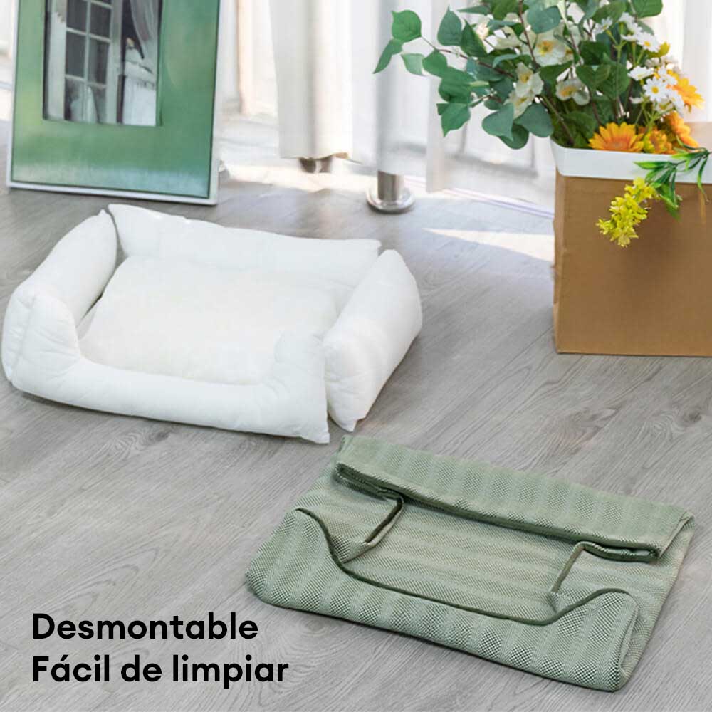 Cama para perro de lino sintético, resistente a mordiscos, antideslizante y lavable