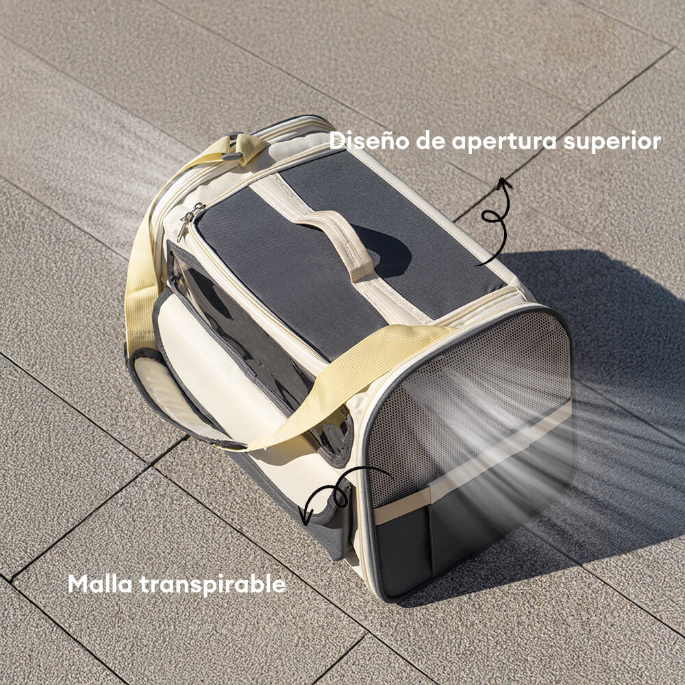 Bolso bandolera multi-bolsillos con diseño en bloques de color para transportar gatos