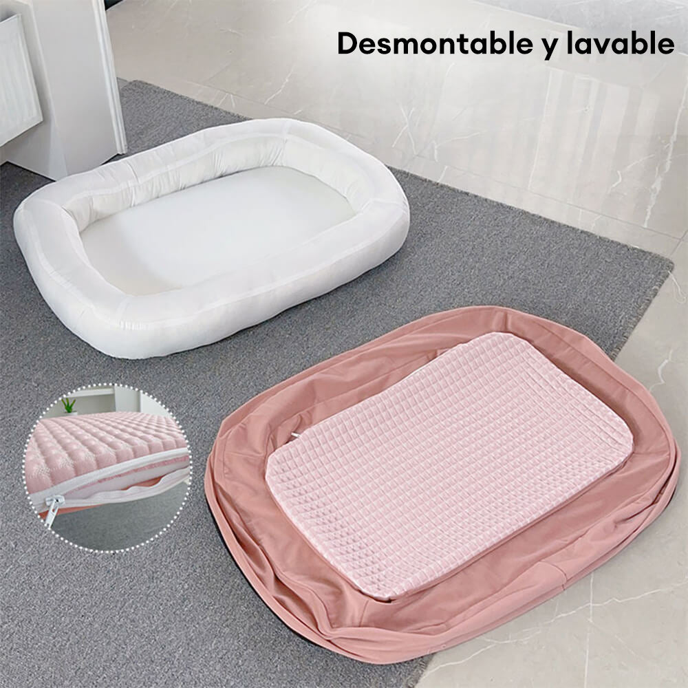 Cama para perros ovalada de temporada toda, reversible, lavable y de enfriamiento suave