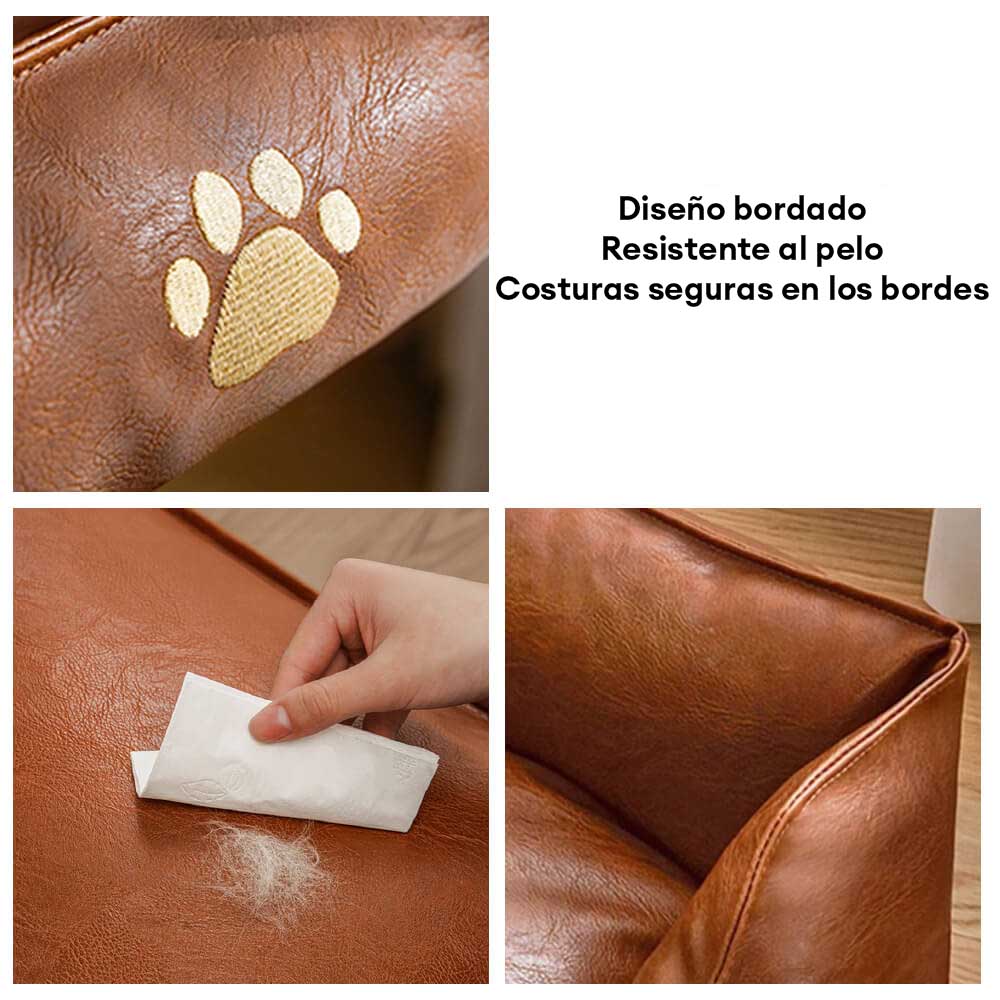 Cama para perros de lujo de cuero sintético impermeable y desmontable