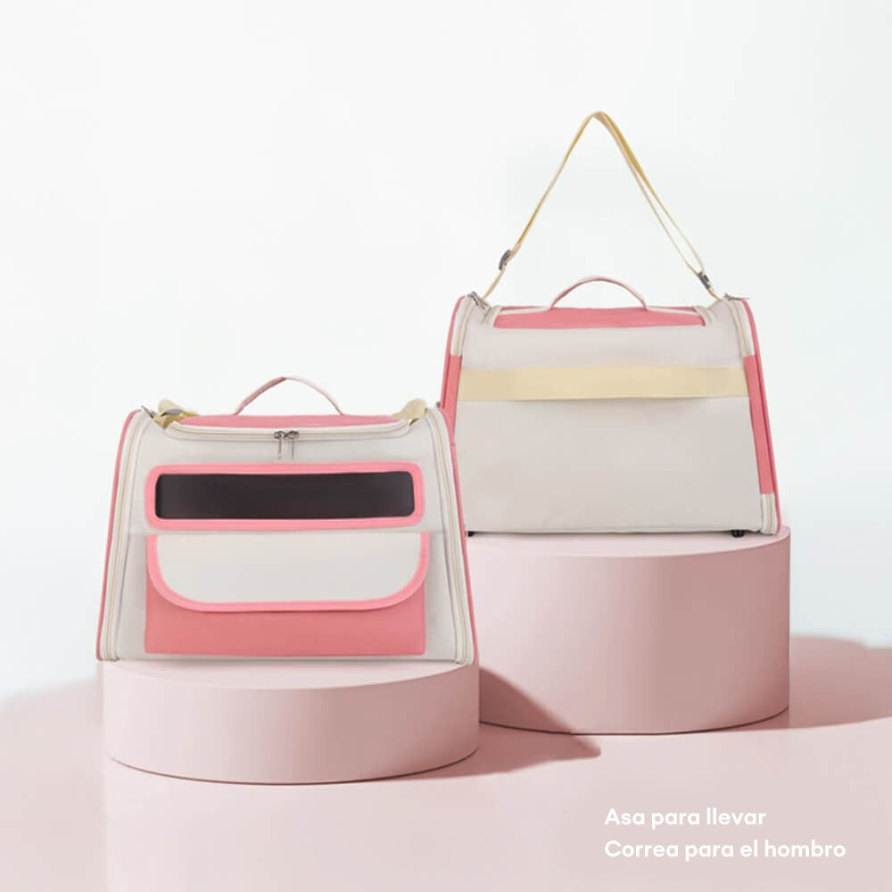 Bolso bandolera multi-bolsillos con diseño en bloques de color para transportar gatos