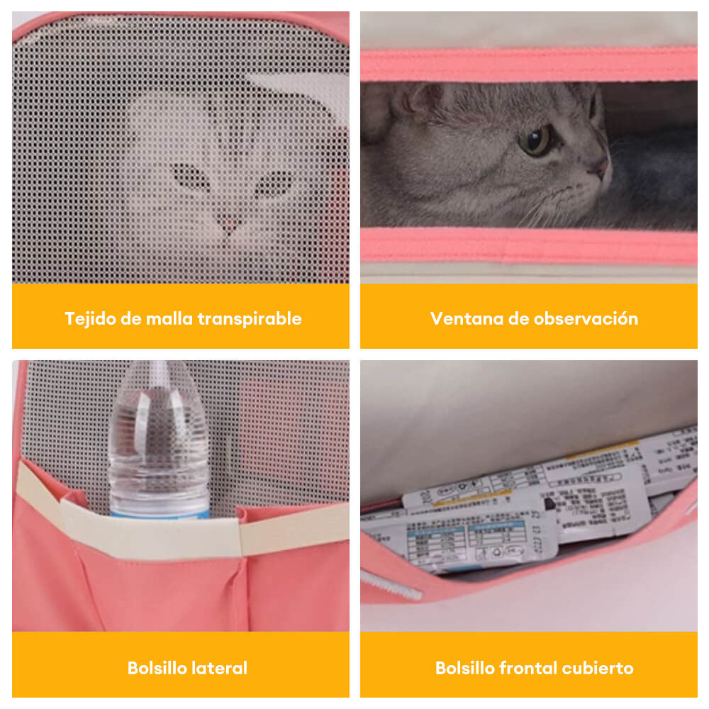 Bolso bandolera multi-bolsillos con diseño en bloques de color para transportar gatos