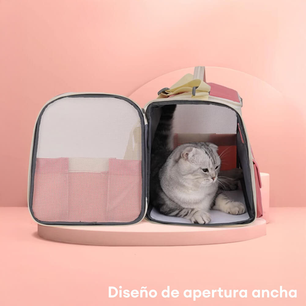 Bolso bandolera multi-bolsillos con diseño en bloques de color para transportar gatos