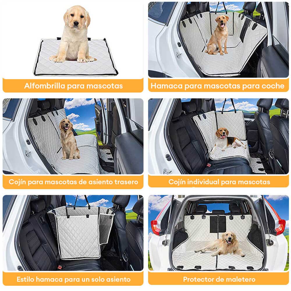 Funda de asiento para perro de coche impermeable y multiusos – Protector de asiento trasero convertible para mascotas