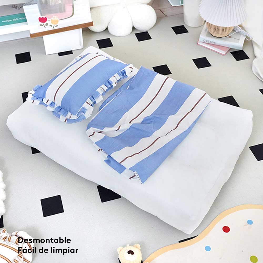 Cama para perros de algodón a rayas, gruesa, acolchada y suave