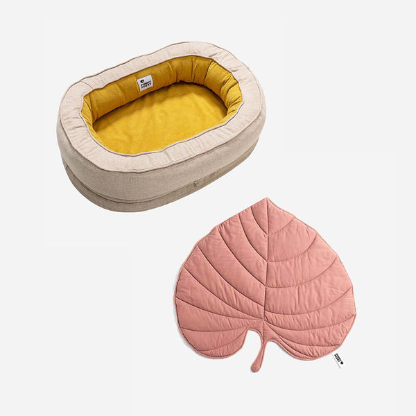 Leaf Shape Dog Blanket With Donut Dog Bed Luxury Dog Gifts - FUNNYFUZZY