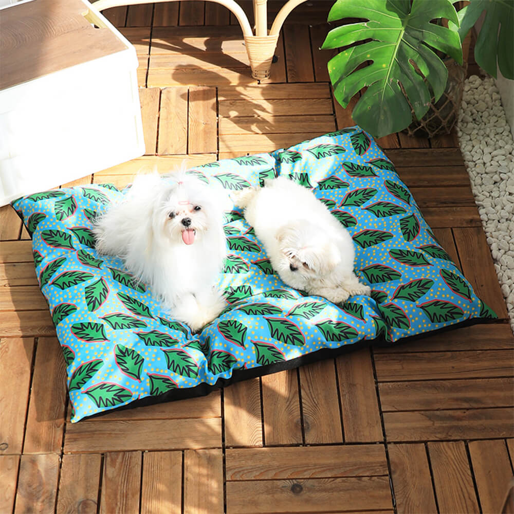 Alfombrilla para perros y gatos grande, resistente al agua y duradera, con diseño de hojas hawaianas