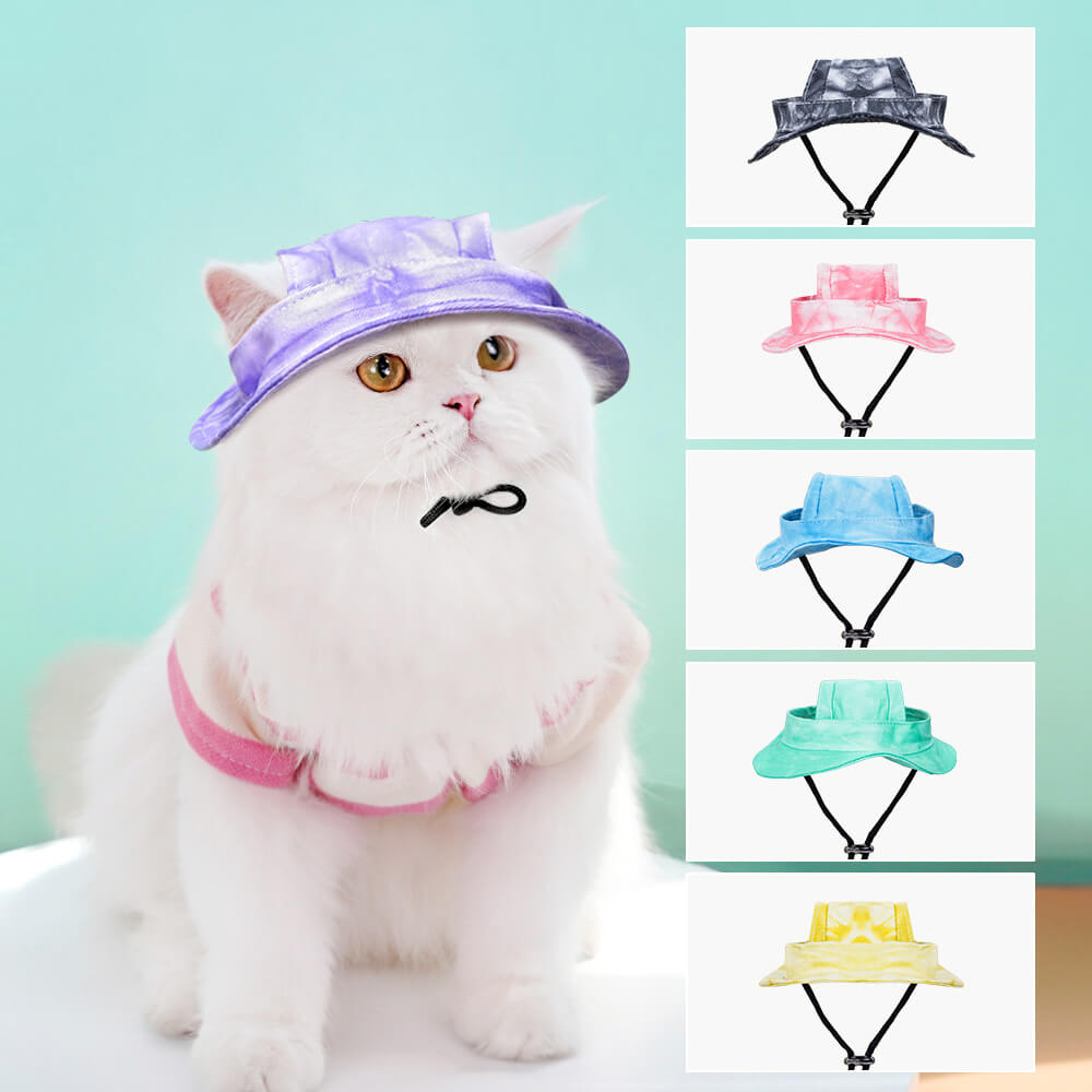 Accesorios para perros y gatos, sombrero para el sol con orejas abiertas y sombrero de pescador ajustable